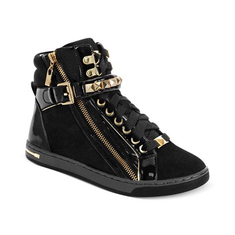 michael kors high top sneaker black gold|michael kors sneakers price.